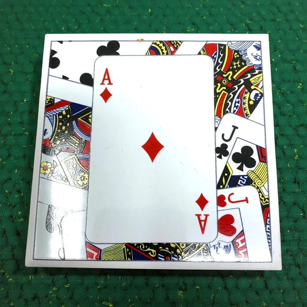 Vintage NEW Aces High Playing Card Ceramic Porcelain Coasters Cork Backed 4.25